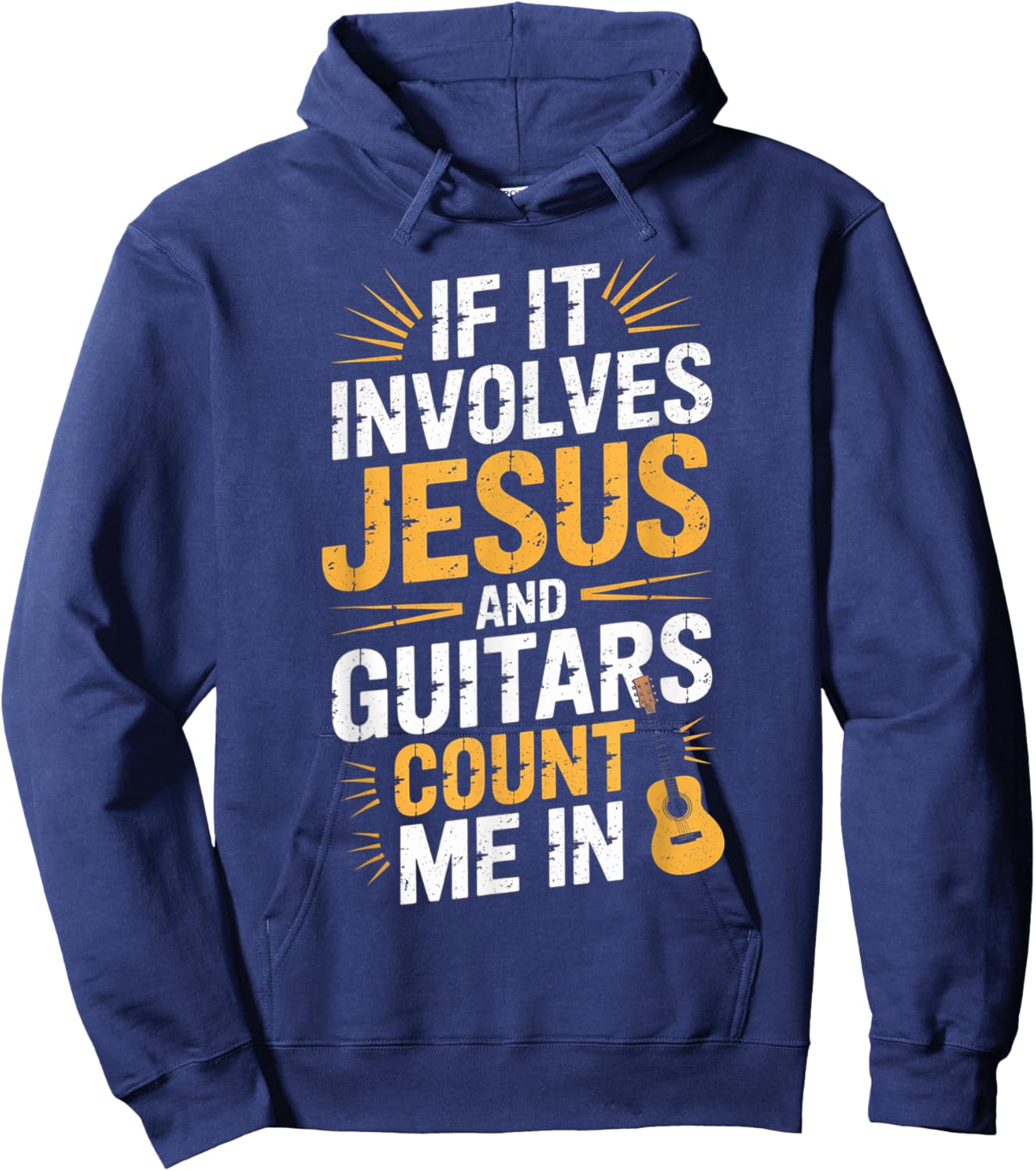 Christian Guitarist Jesus Church Worship Guitar Player Hoodie - Hoodie | Navy