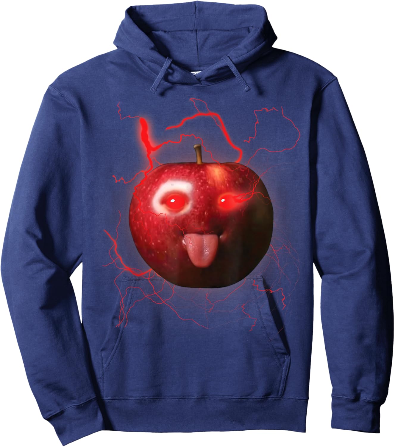Funny Silly AI Apple gen z Meme BrainRot Humor Tongue Out Hoodie - Hoodie | Navy