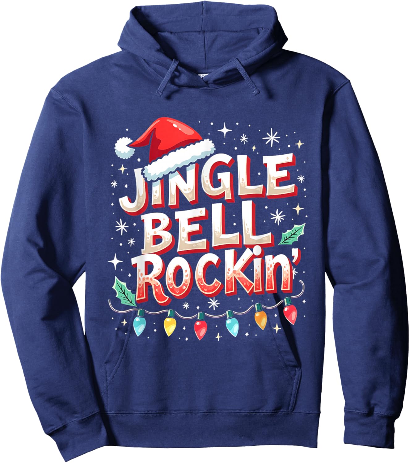 Santa Jingle Bell Rock Trending Christmas Music Lovers Hoodie - Hoodie | Navy