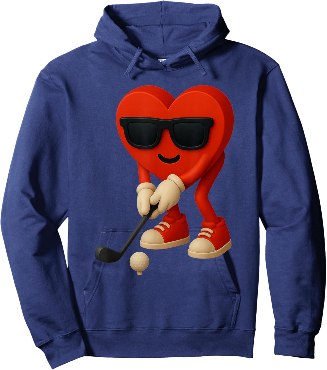 Golf Valentines Day Cute Heart Golfer Love Funny Boys Kids Hoodie - Hoodie | Navy