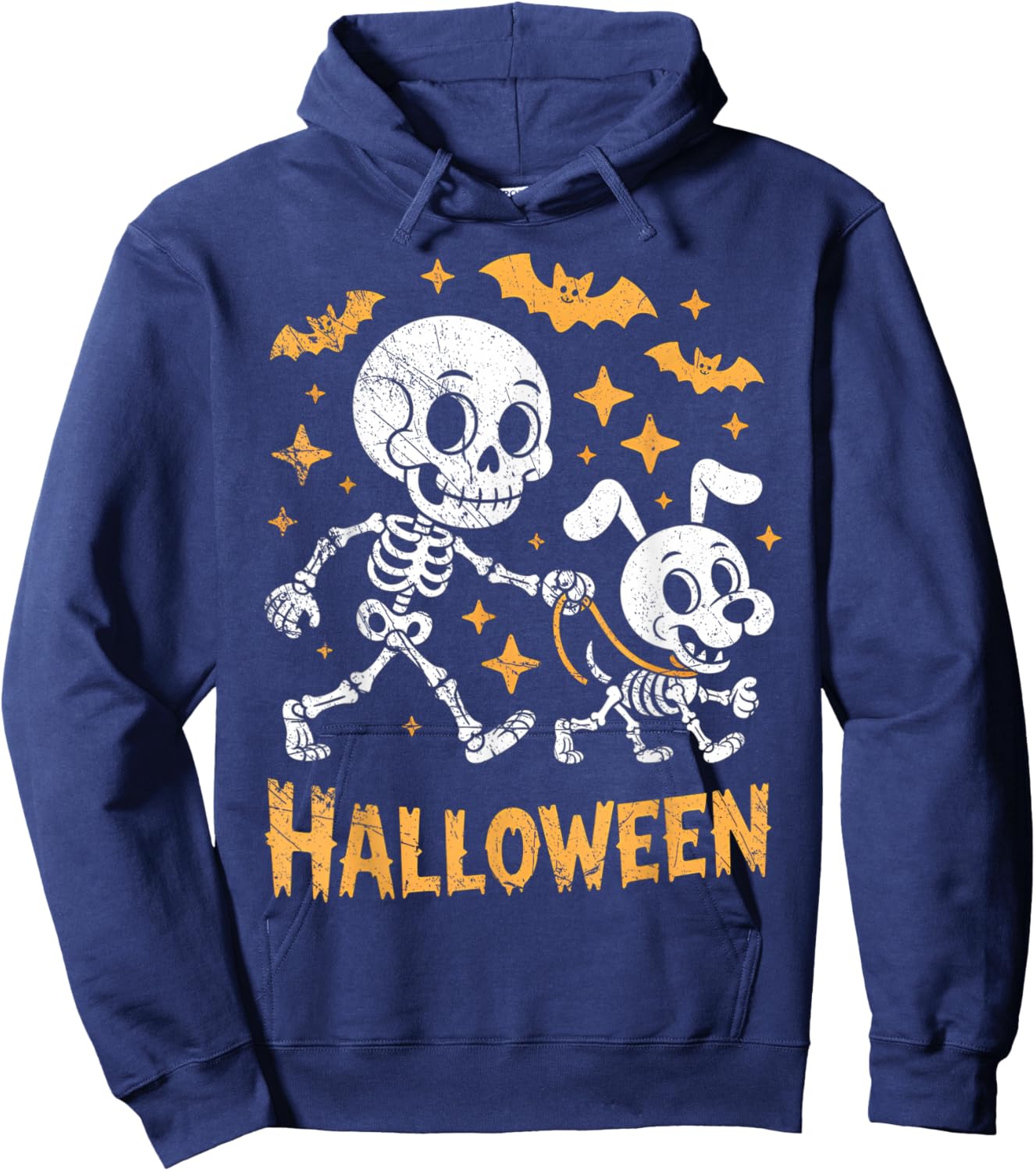 Skeleton Leads Dog Funny Skull Pet for Halloween Costume Hoodie - Hoodie | Navy