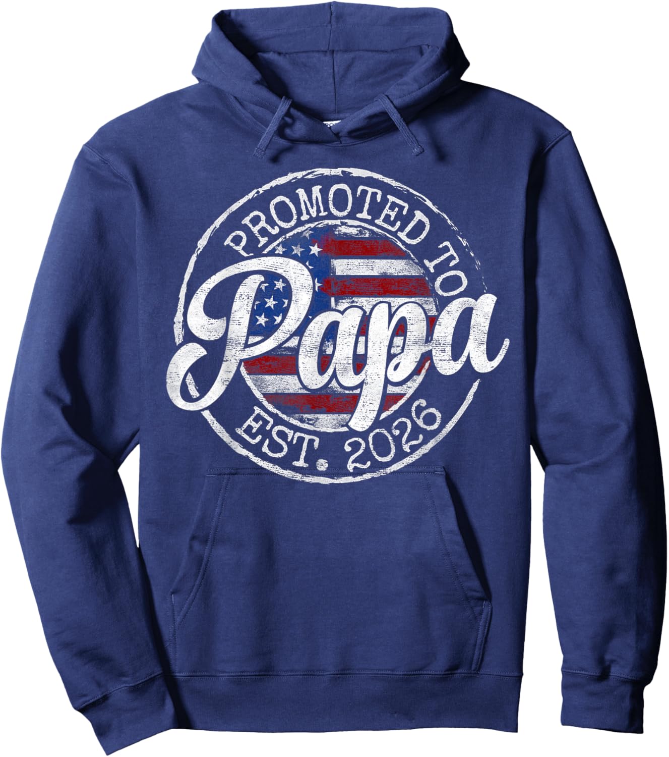 Promoted to Papa Est 2026 Stamp First Time Dad to Be Hoodie - Hoodie | Navy