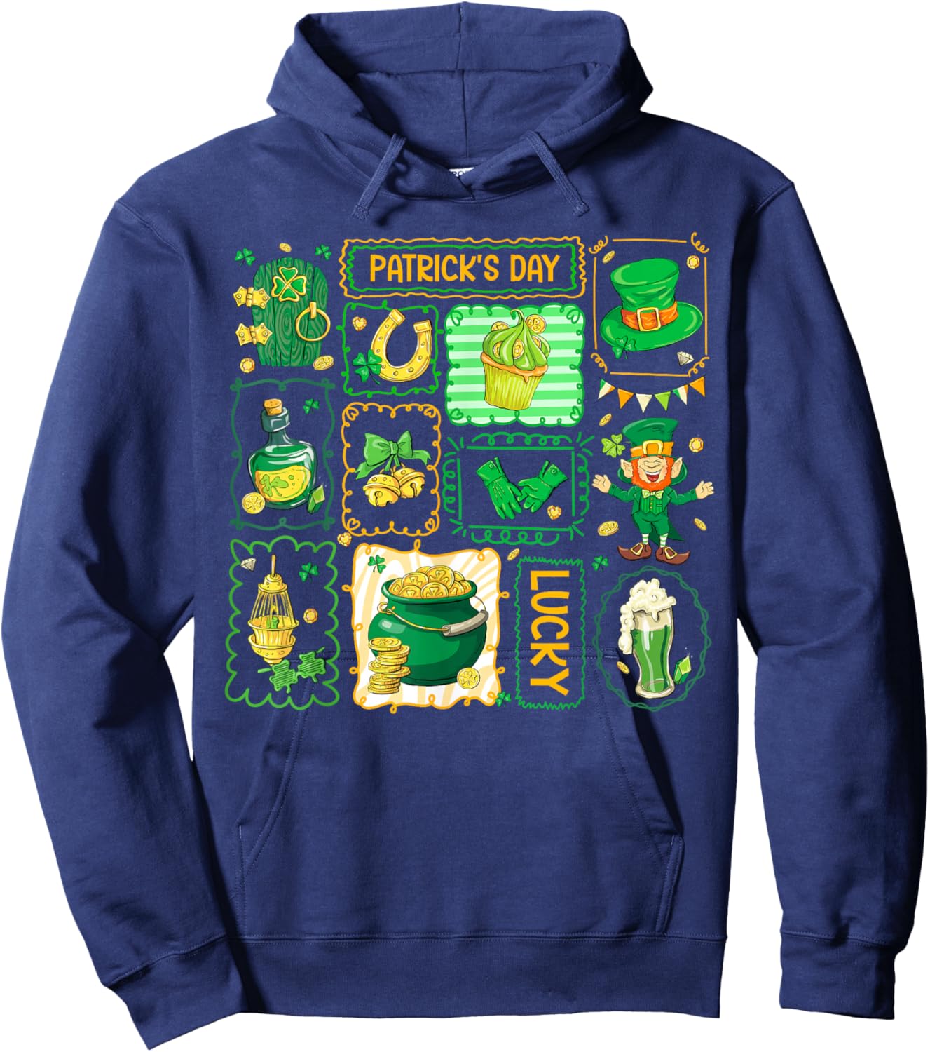 Patrick's Day Lucky Shamrock Irish Coquette Men Women Kids Hoodie - Hoodie | Navy
