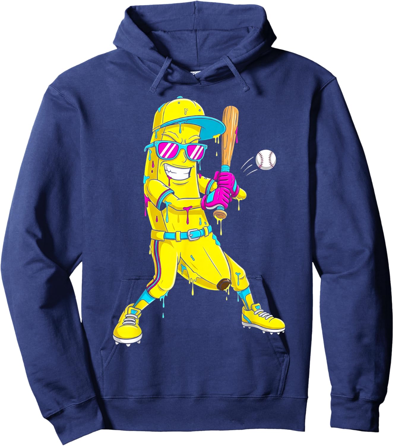 Banana Funny Baseball Drip Kids Youth Boys Girls Hoodie - Hoodie | Navy