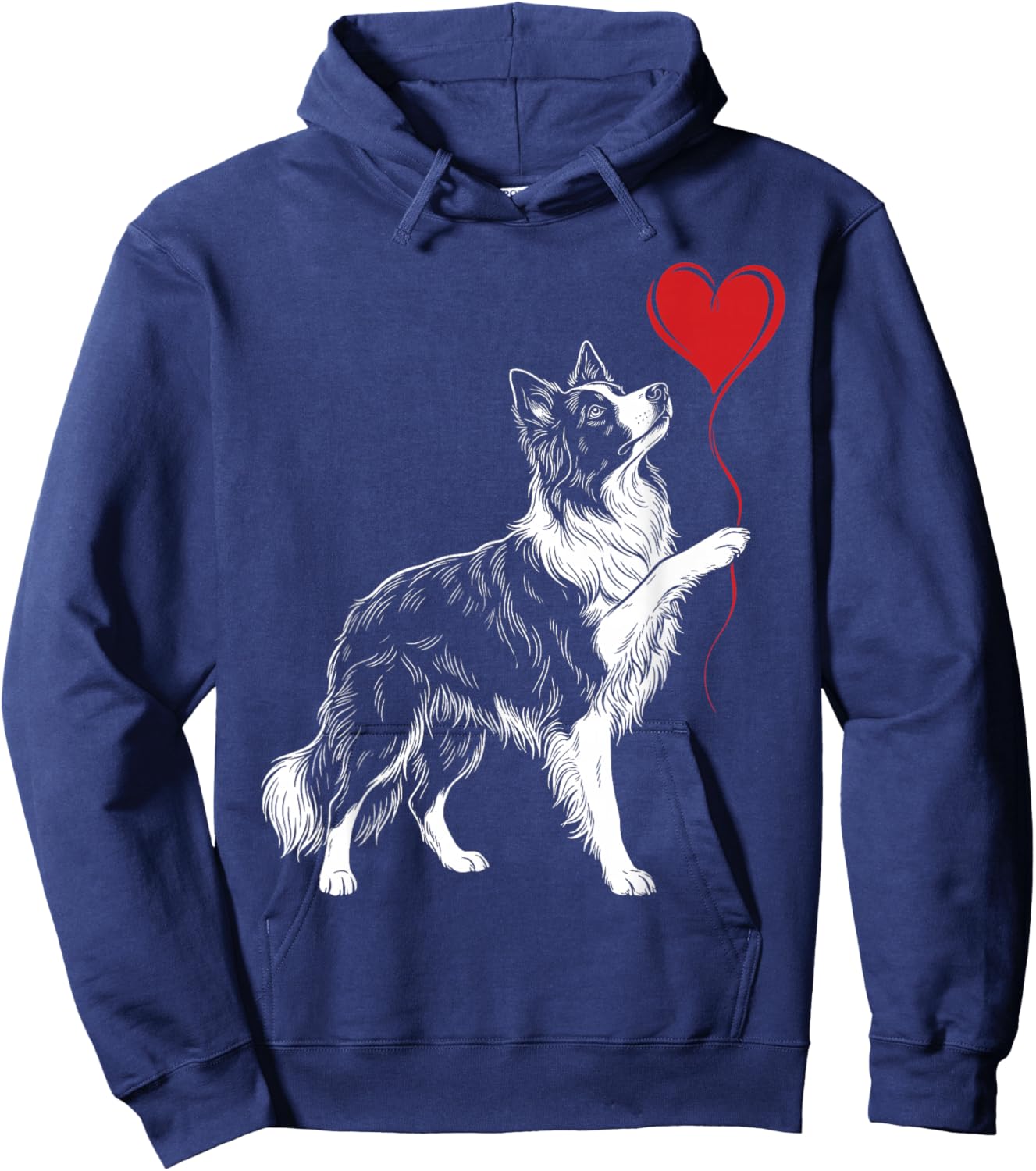 Border Collie Lover Dog Art Holding Heart Valentines Hoodie - Hoodie | Navy