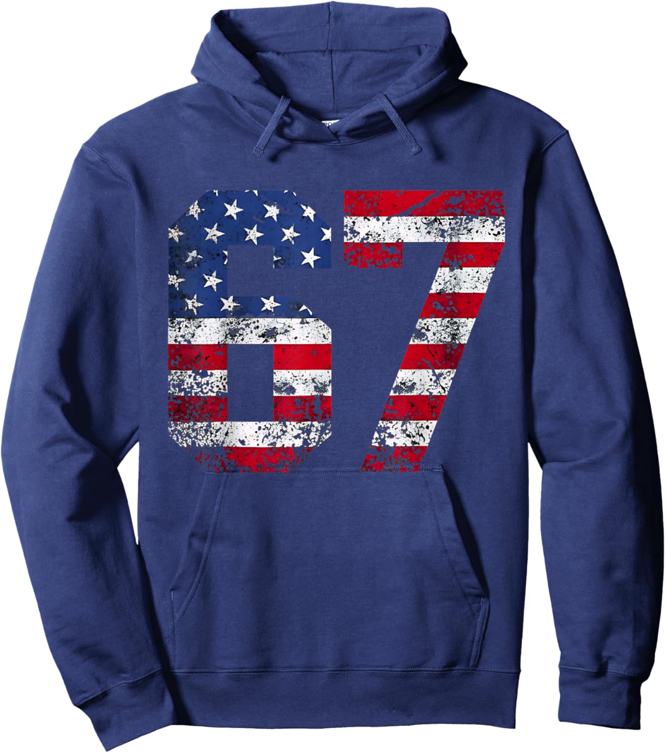 67 American Flag Meme Funny Six Seven Gen Alpha Slang Hoodie - Hoodie | Navy