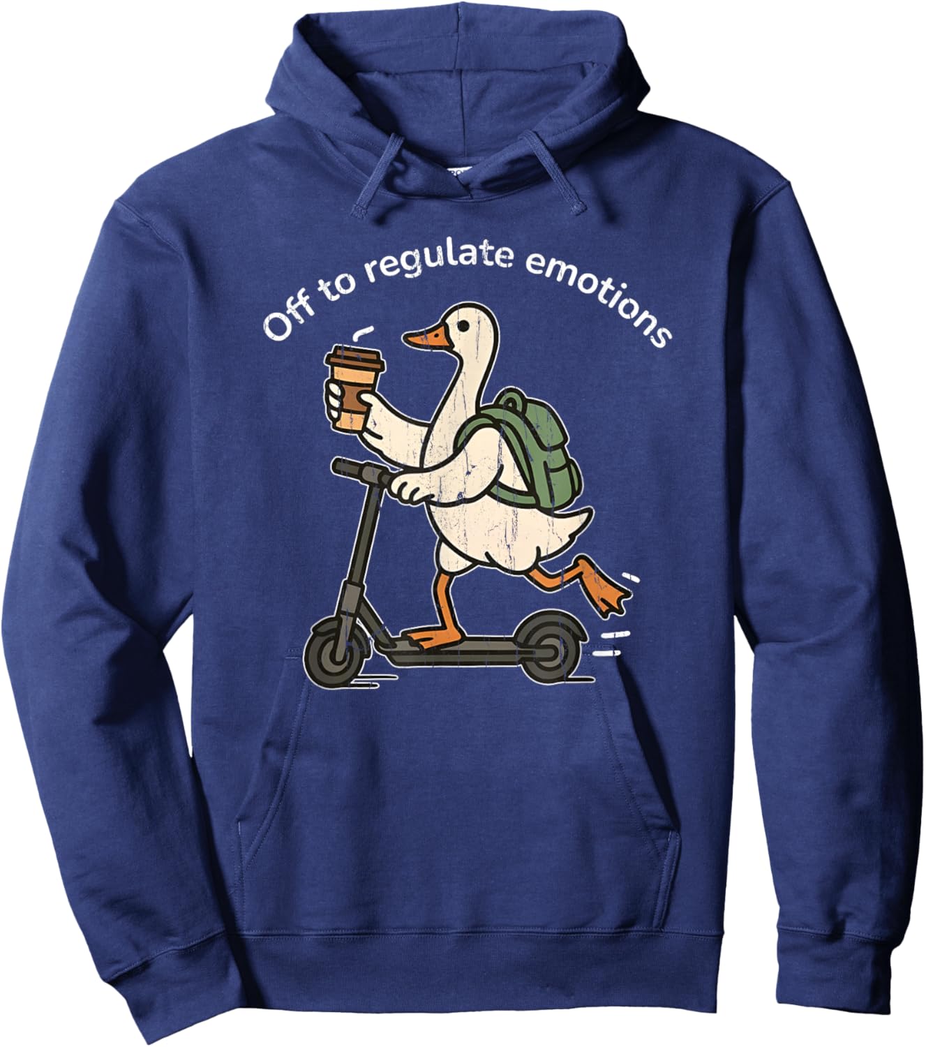 Off to Regulate Emotions, Mental Health, Funny Goose Scooter Hoodie - Hoodie | Navy
