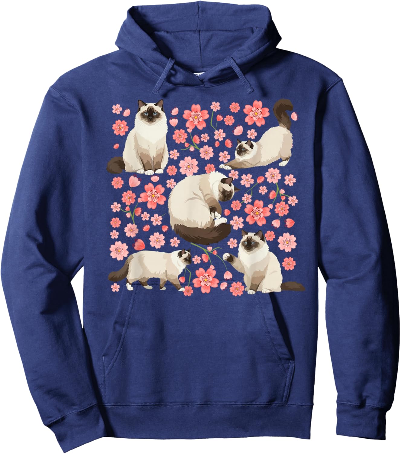 Birman Cat Owner Flowers Birman Cat Lover Hoodie - Hoodie | Navy