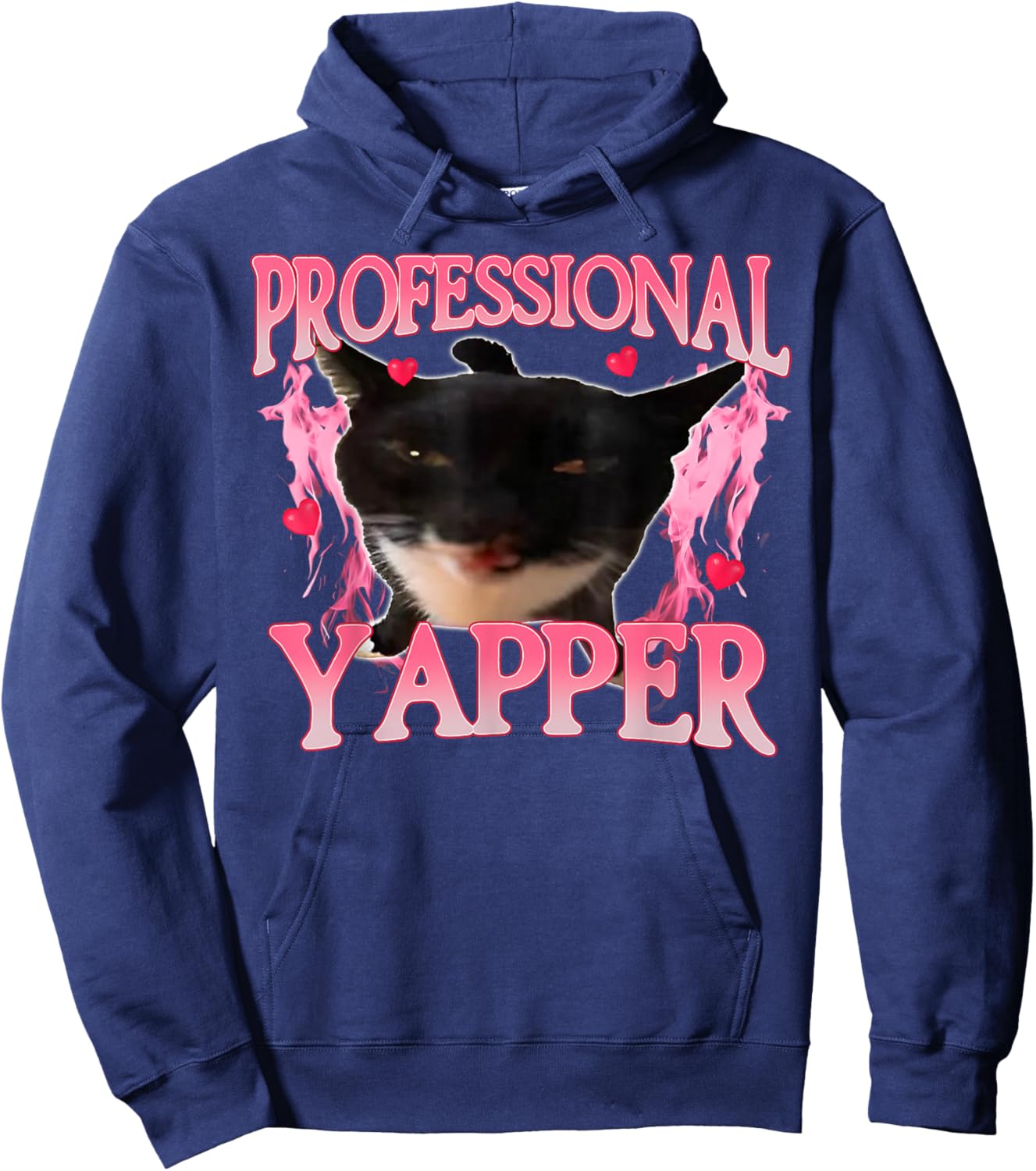 Funny Oddly Specific Dank Professional Yapper Cat Meme Hoodie - Hoodie | Navy