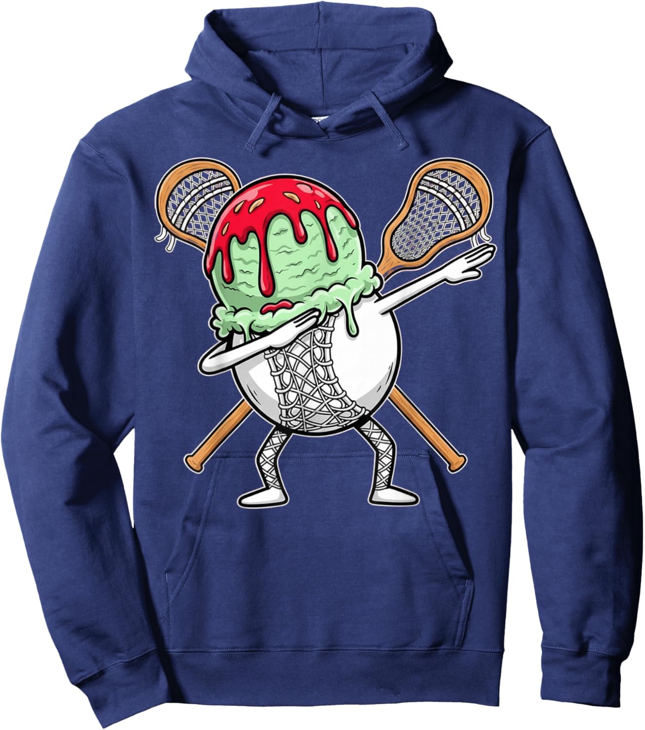 Dabbing Lacrosse Ball Drip Ice Cream Kids Youth Boys Girls Hoodie - Hoodie | Navy
