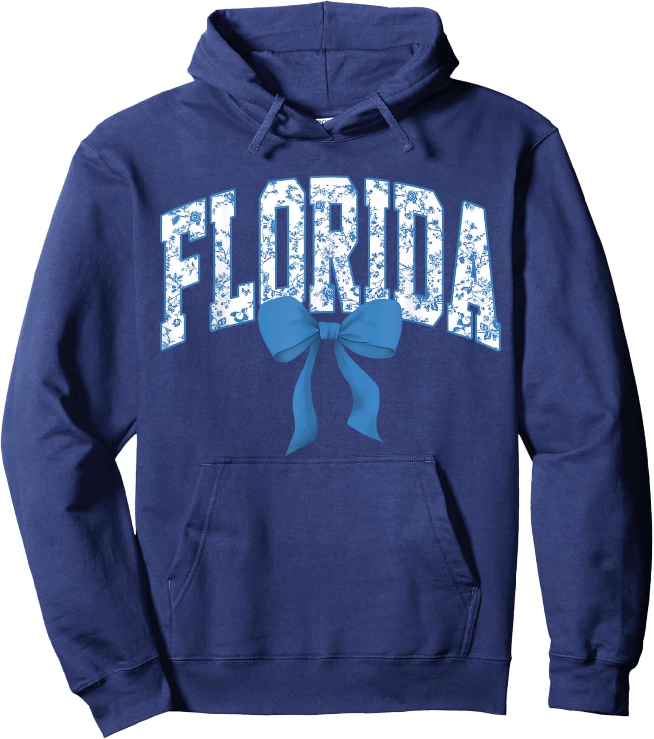 Florida Coquette Bow Floral State Pride Style Girls Women Hoodie - Hoodie | Navy