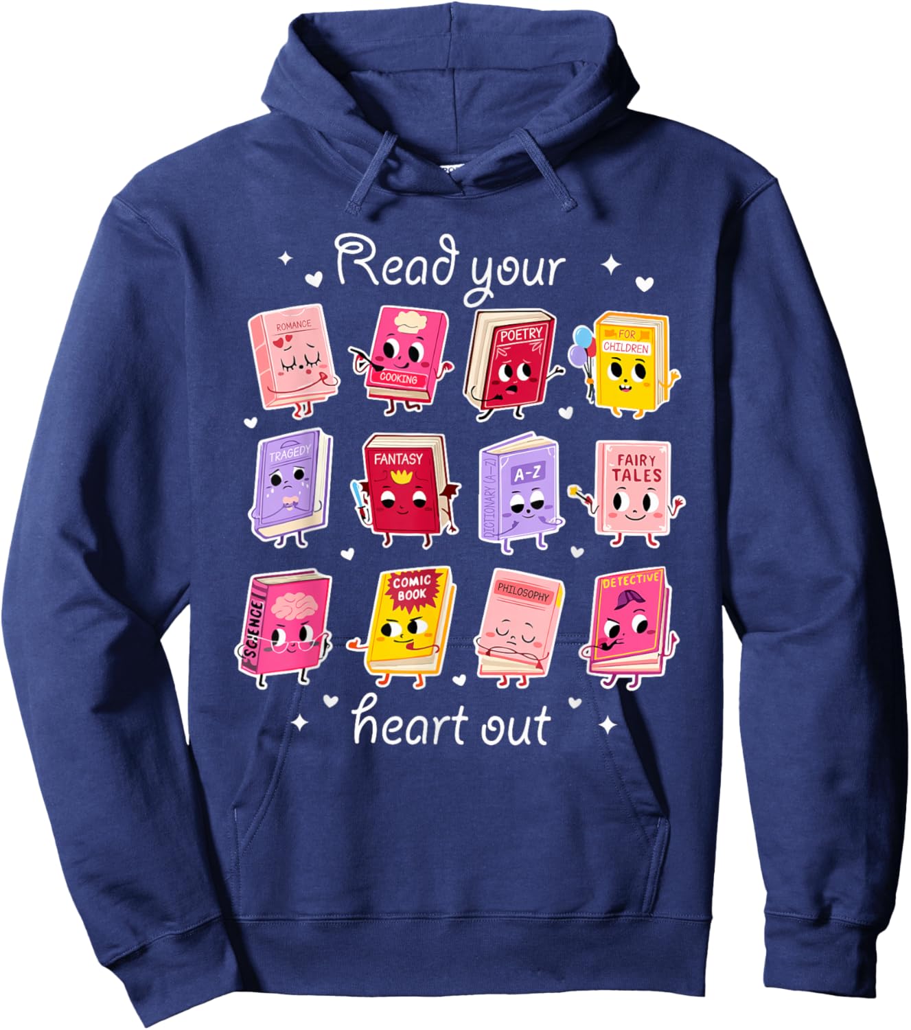 Read Your Heart Out Valentine Reading Book Lover Teacher Hoodie - Hoodie | Navy