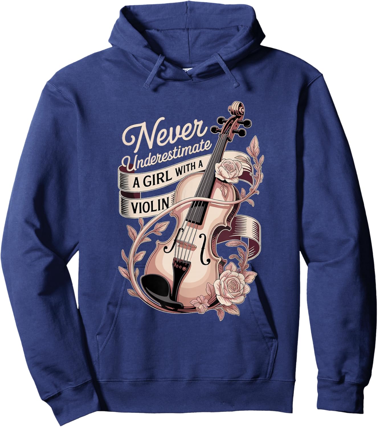 Never Underestimate A Girl with A Violin Music Hoodie - Hoodie | Navy