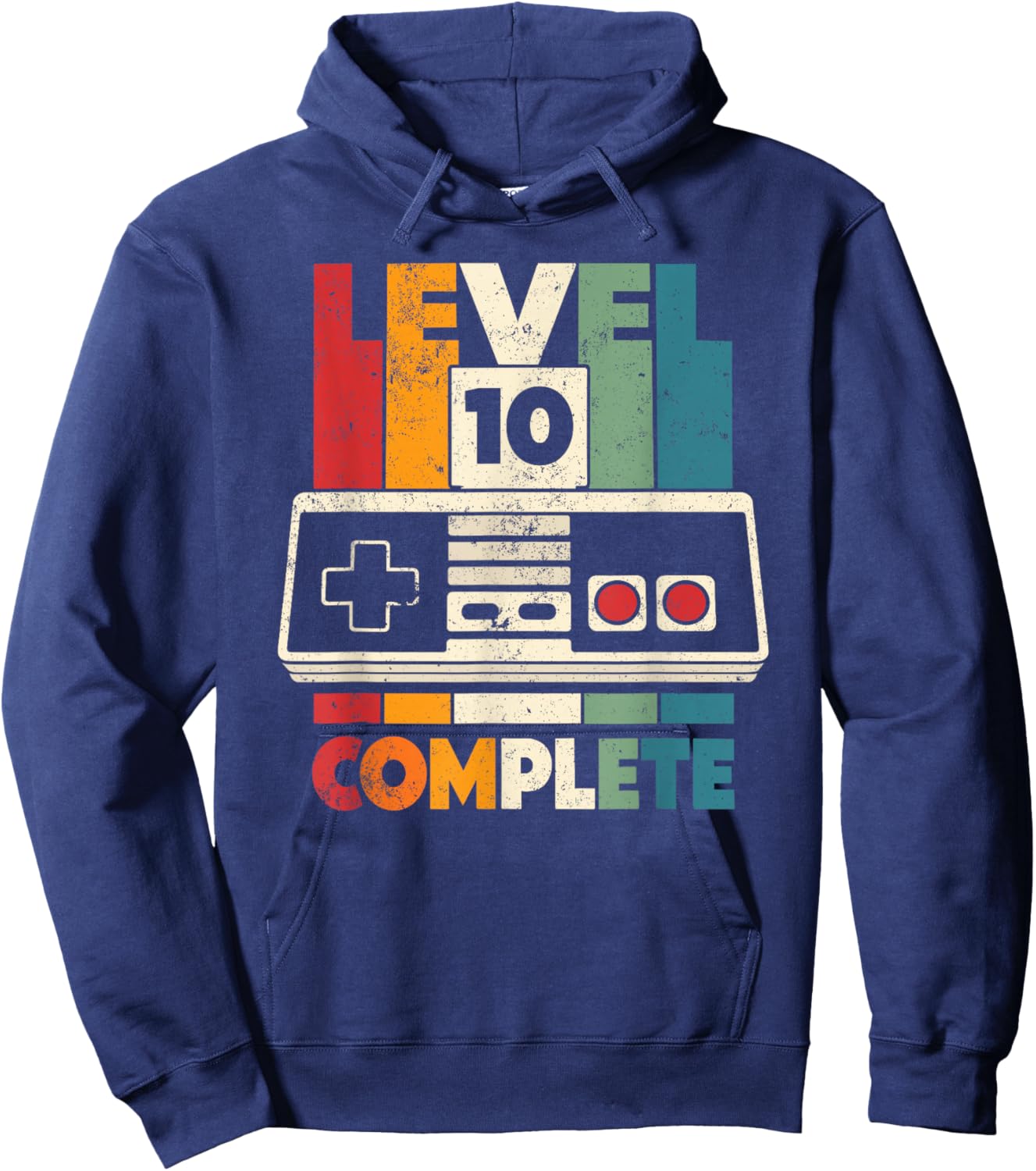 10th Wedding Anniversary Him Her Vintage Level 10 Complete Hoodie - Hoodie | Navy