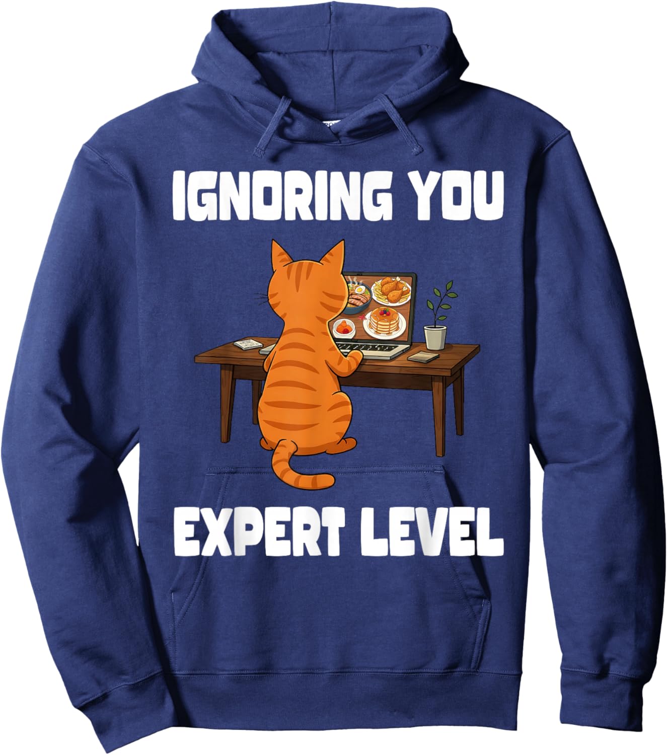 Funny Cat Ignoring You Expert Level Orange Tabby Introvert Hoodie - Hoodie | Navy