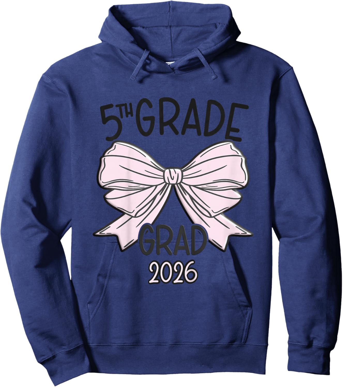 Fifth 5th Grade Grad 2026 Bow Elementary School Graduate Hoodie - Hoodie | Navy