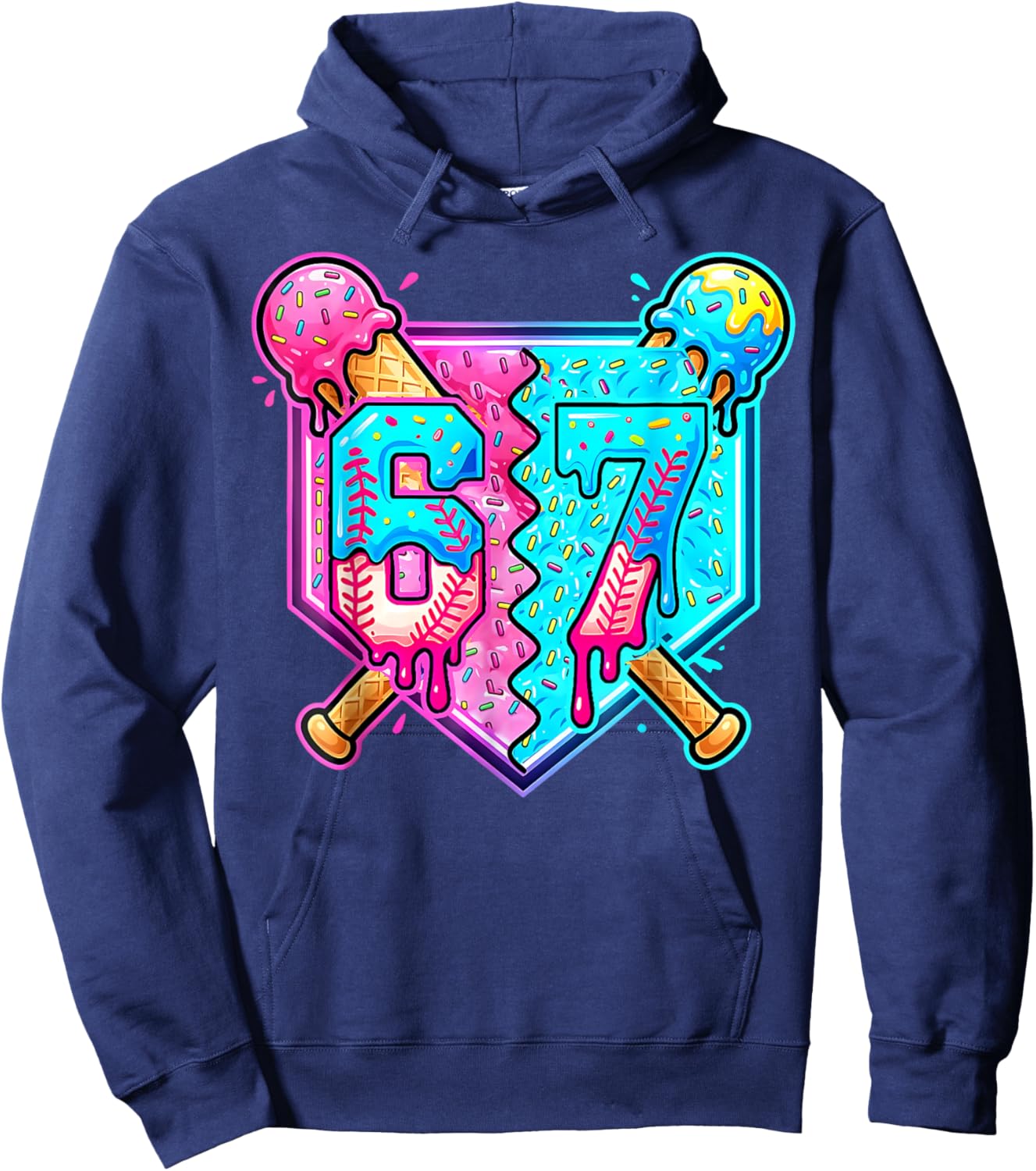 Baseball Drip 67 Six Seven Number 67 Player 67th Birthday Hoodie - Hoodie | Navy