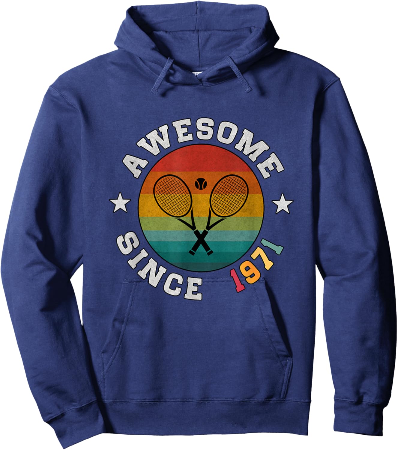 Birthday Tennis Player Gift 55 Years Old Awesome Since 1971 Hoodie - Hoodie | Navy