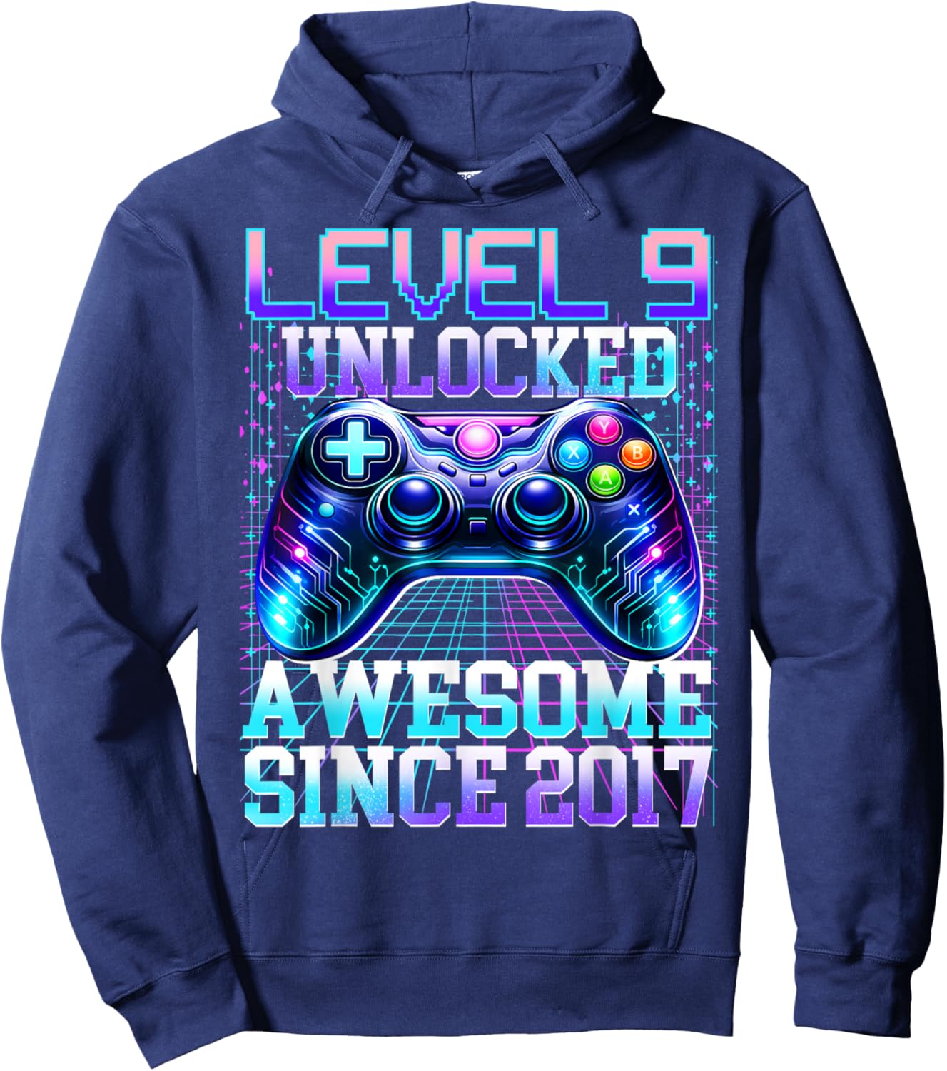 9th Birthday Boys Gamer Level 9 Unlocked Awesome 2017 Bday Hoodie - Hoodie | Navy