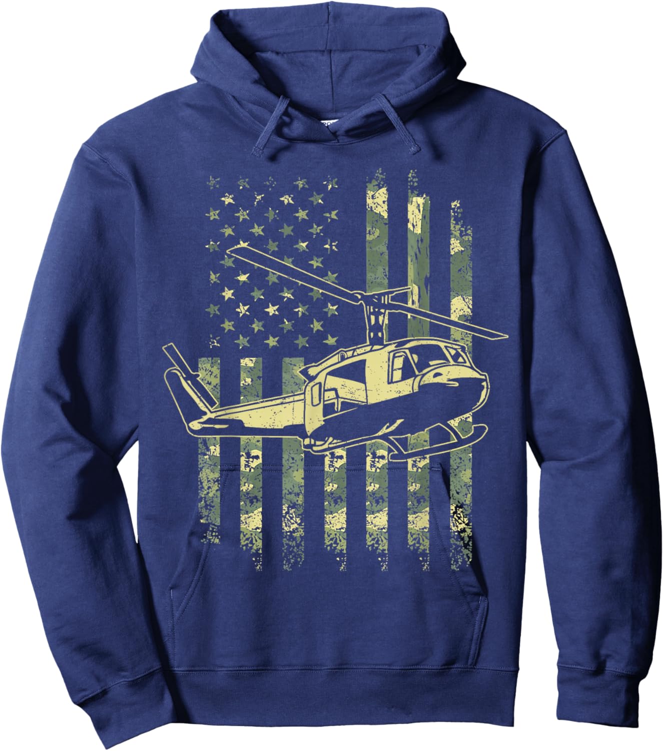 UH-1 Huey Flag US Camouflage Military Helicopter Pilot Hoodie - Hoodie | Navy