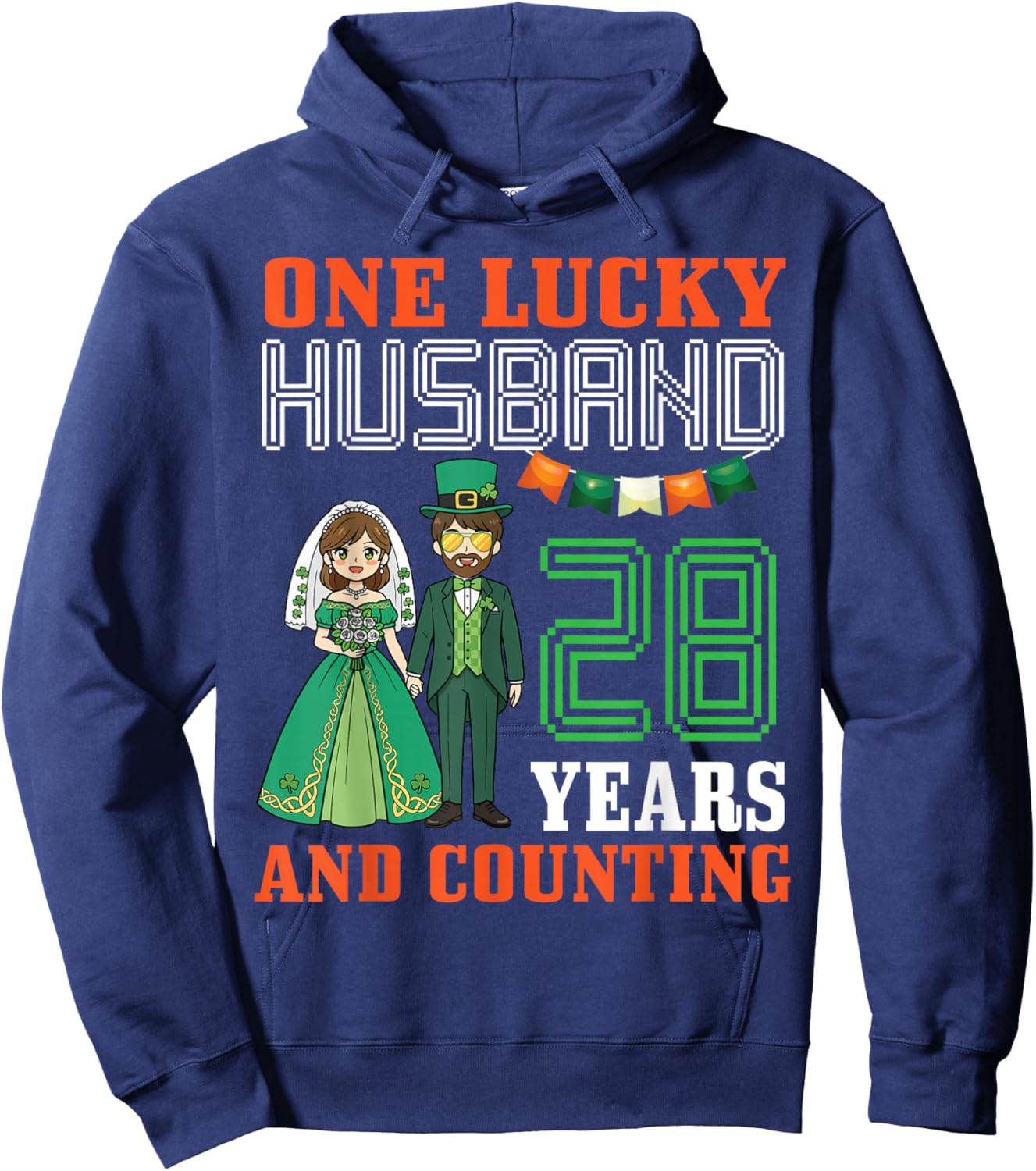 One Lucky Husband 28 Years and Counting St Patricks Day Wife Hoodie - Hoodie | Navy