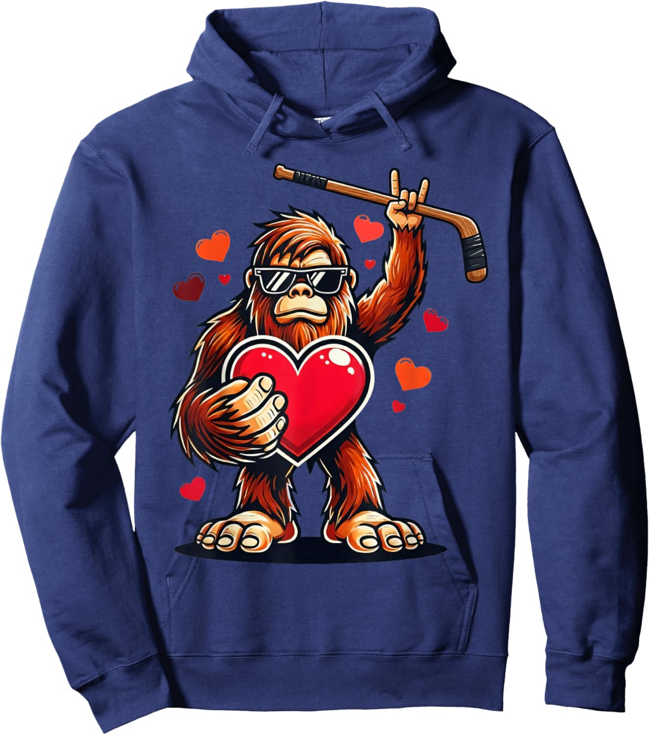 Ice Hockey Valentine 67 Six Seven Bigfoot Funny Heart Boys Hoodie - Hoodie | Navy