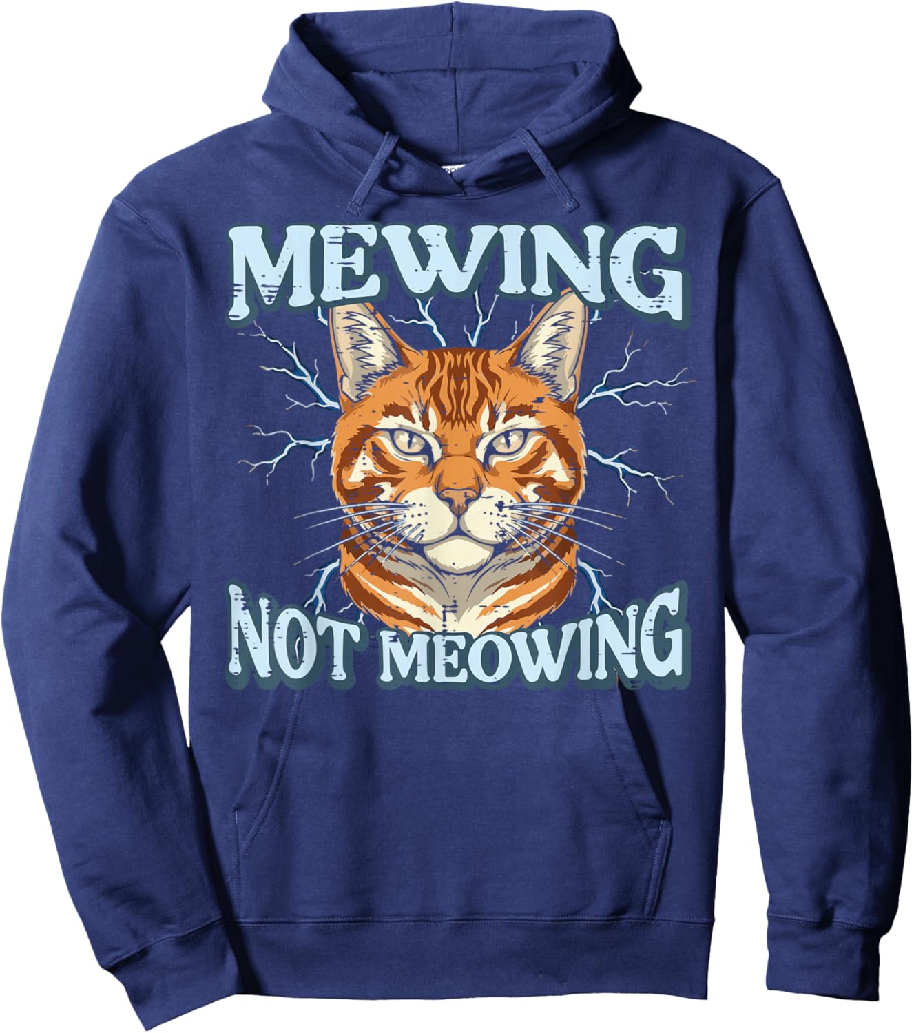 Orange Cat Mewing Not Meowing Funny Meme Men Women Kids Hoodie - Hoodie | Navy