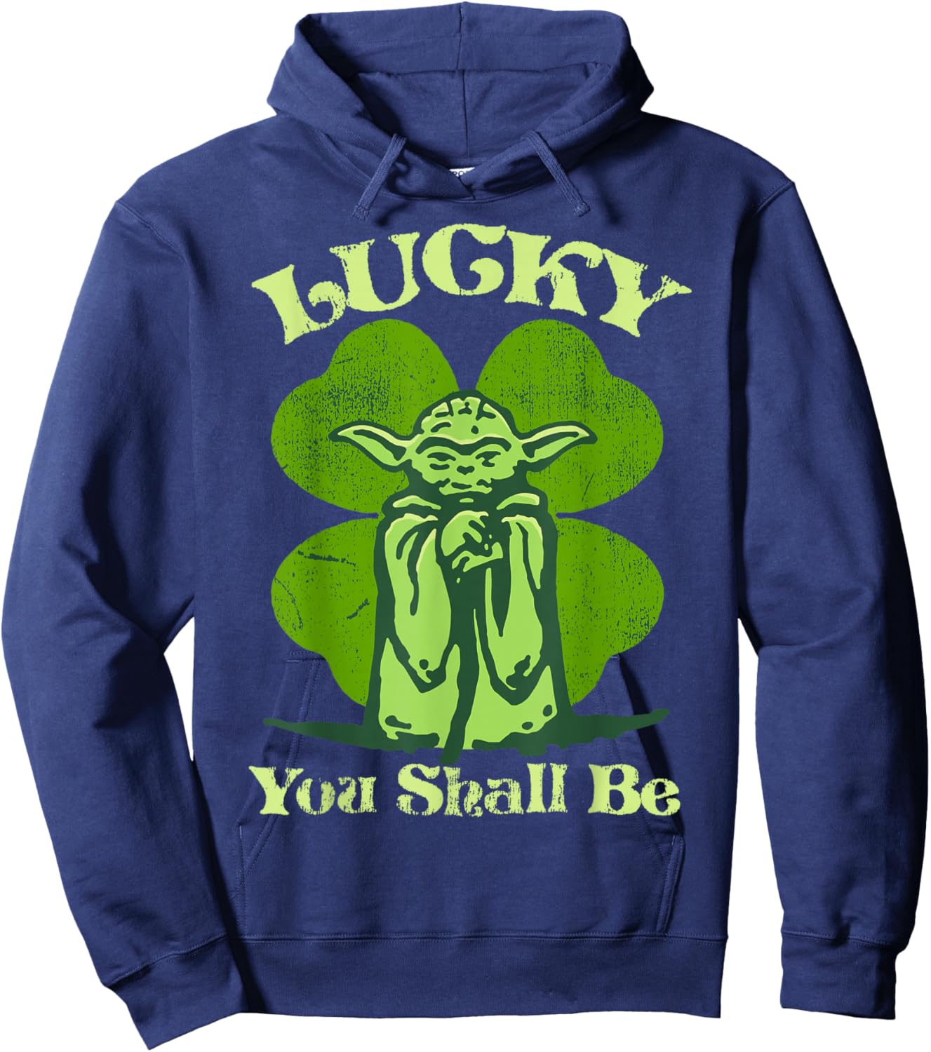 Star Wars St. Patrick's Day Lucky You Shall Be Yoda Clover Hoodie - Hoodie | Navy