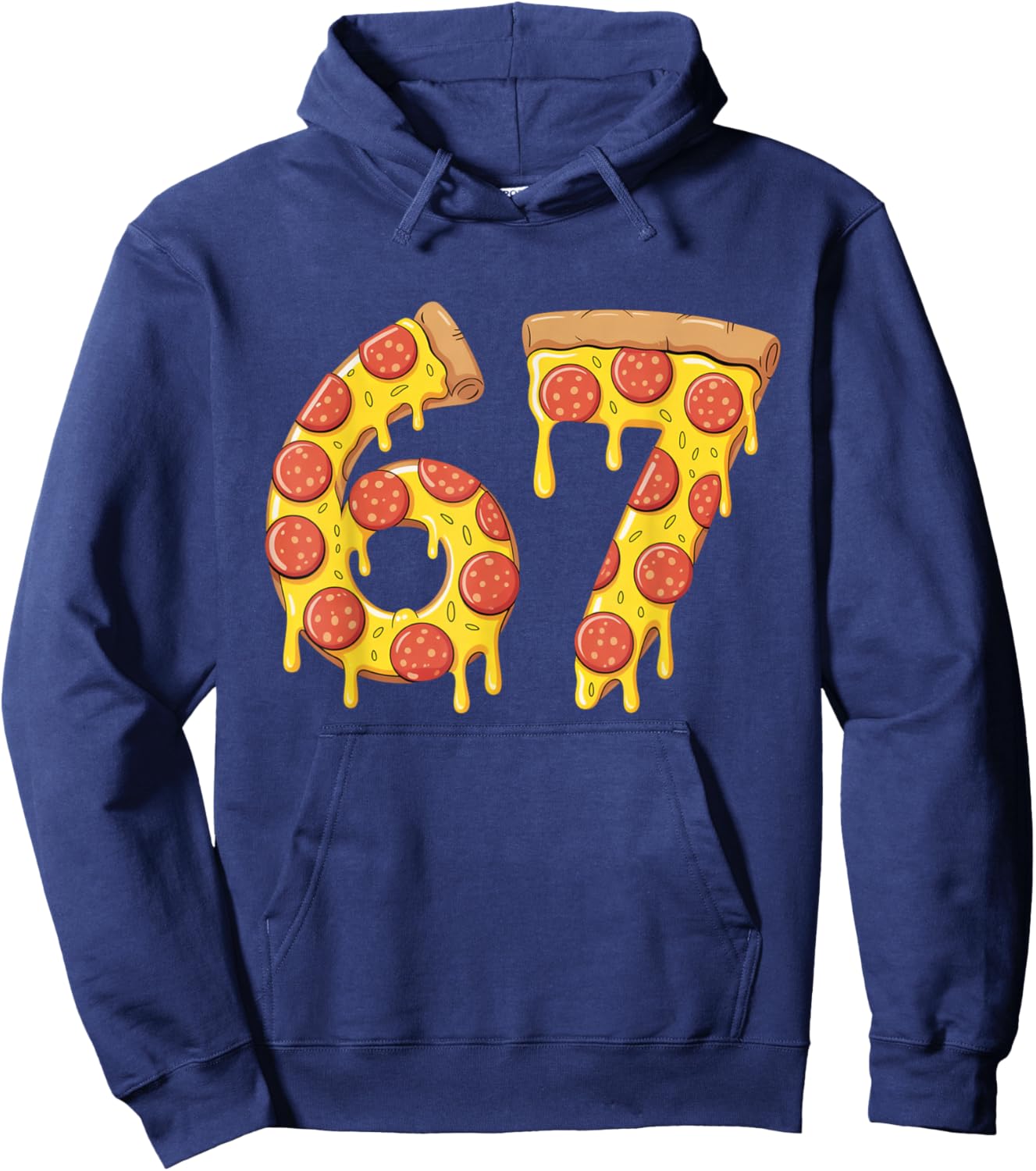 67 Pizza Meme Funny Six Seven Gen Alpha Slang Kids Design Hoodie - Hoodie | Navy