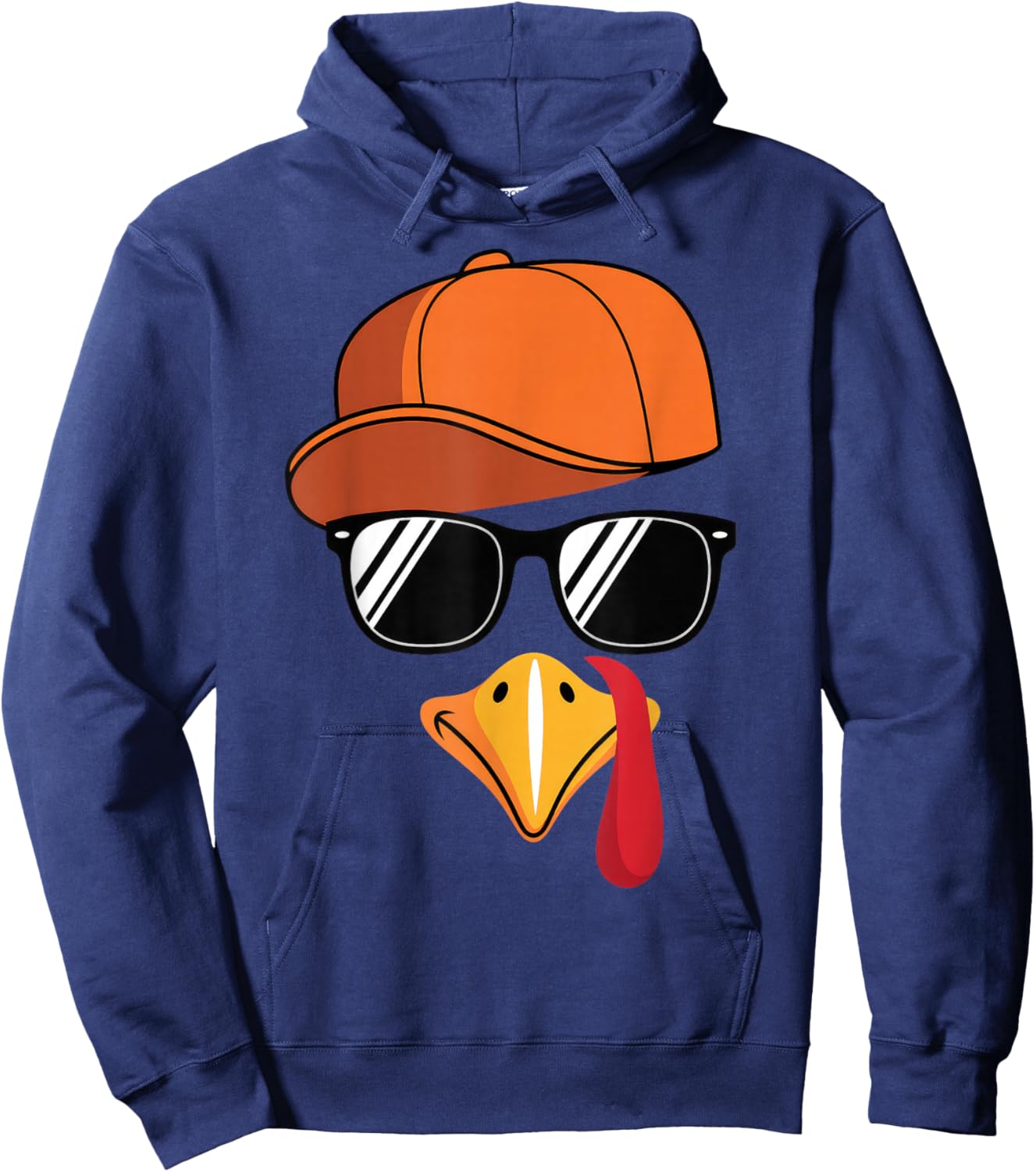 Turkey Face Thanksgiving Hoodie - Hoodie | Navy