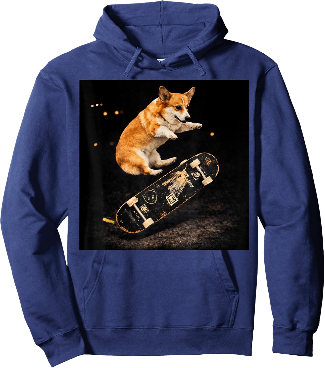 Corgi Skateboarding Funny Dog Street Style Dog Art Hoodie - Hoodie | Navy