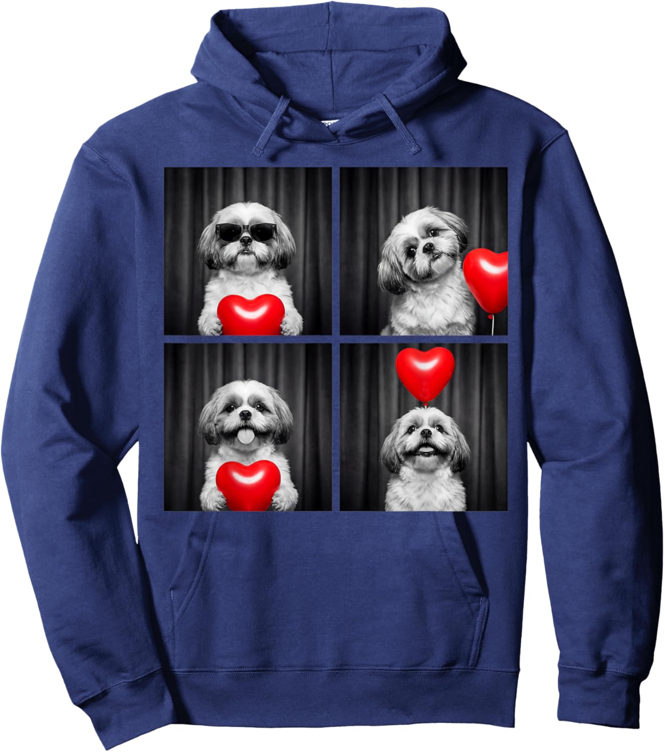 Funny Shih Tzu Photobooth Dog Lover Design Valentines Hoodie - Hoodie | Navy
