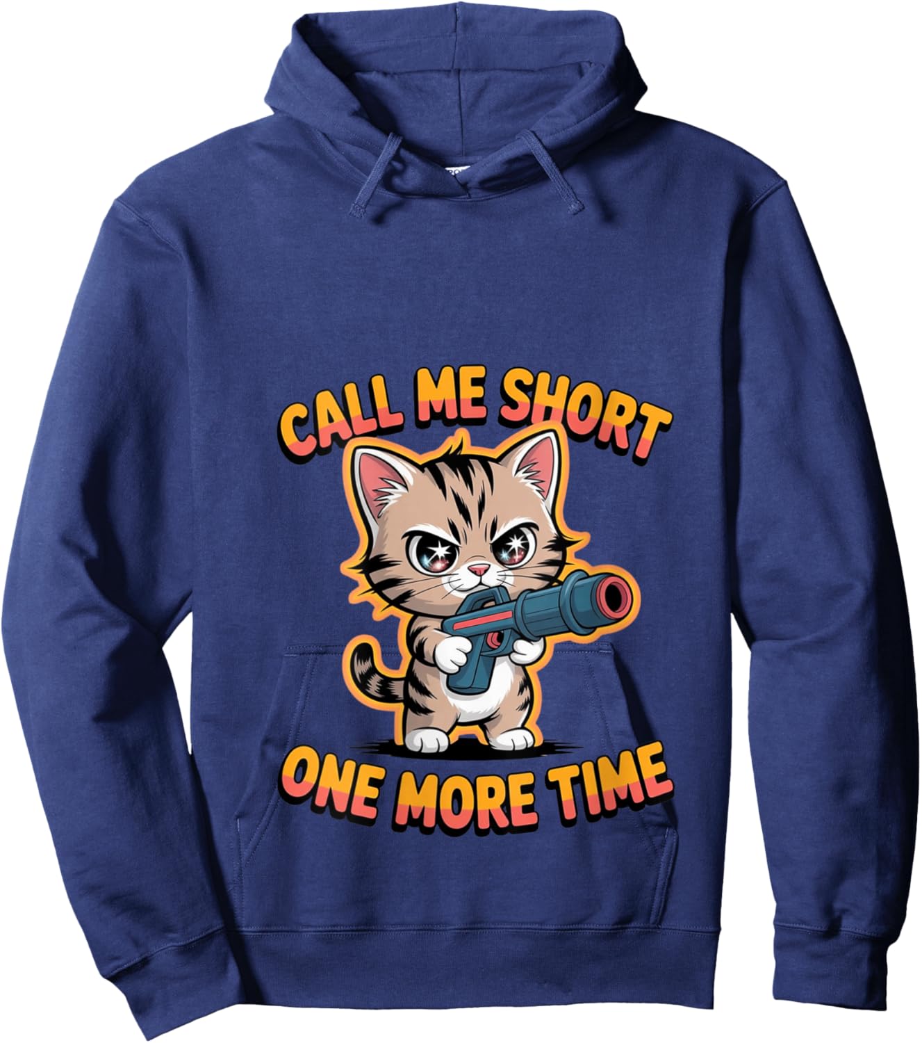 Women's Call Me Short Ones More Times Funny Cat V-Neck Hoodie - Hoodie | Navy