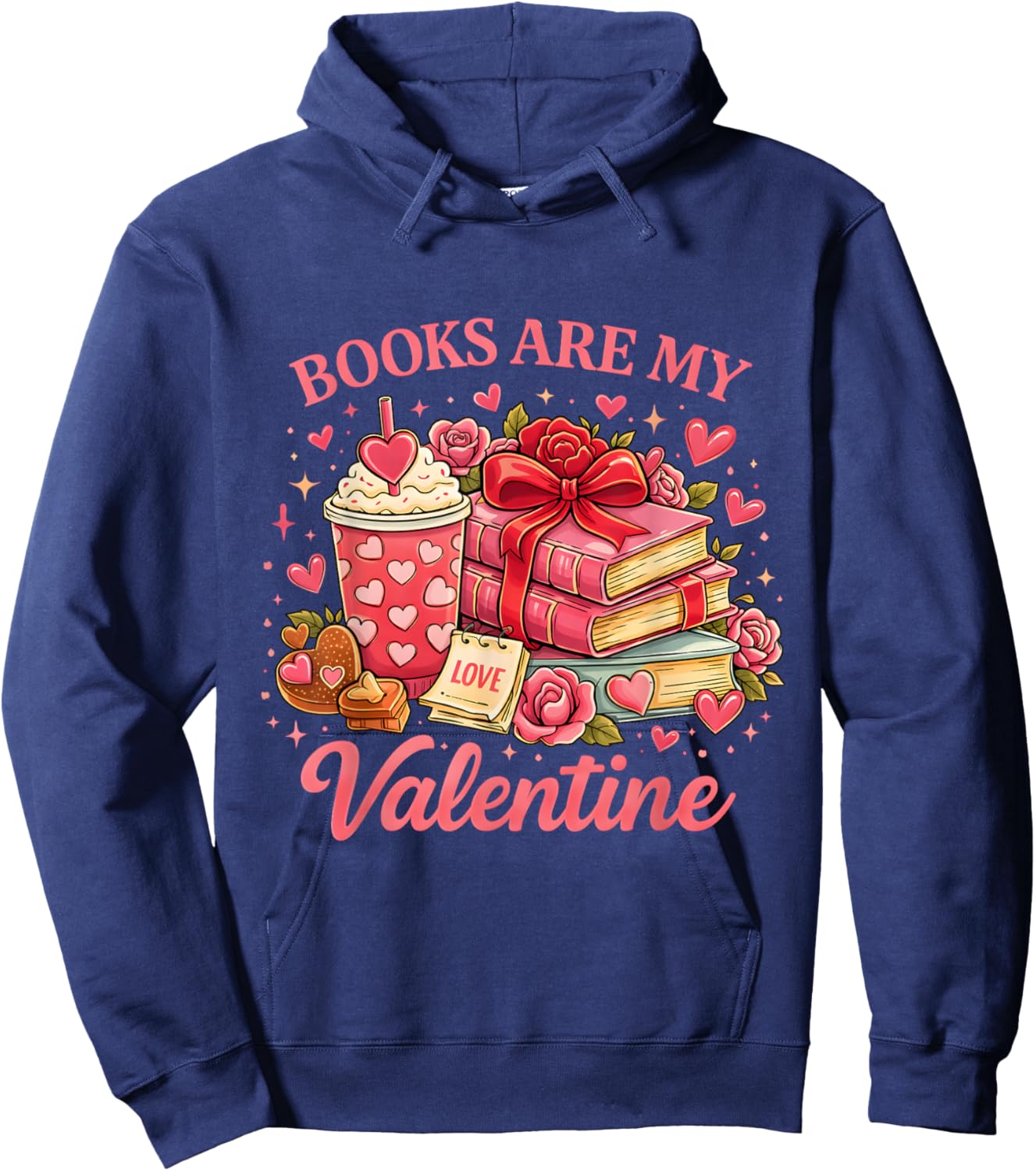 Books are My Valentine Romantic Reader Aesthetic Gift Hoodie - Hoodie | Navy