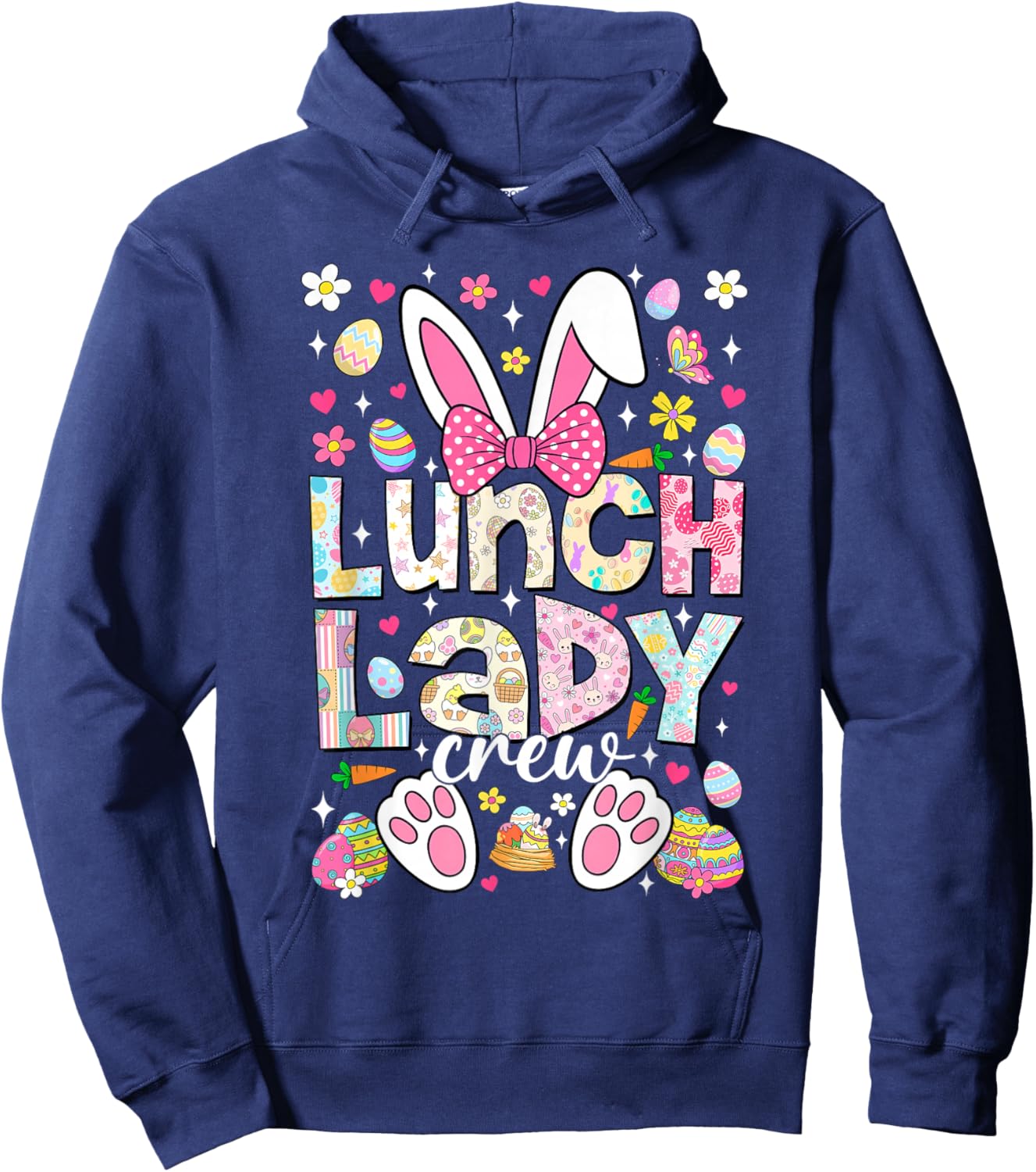 Lunch Lady Crew Funny Bunny Cafeteria Family Easter Day Hoodie - Hoodie | Navy