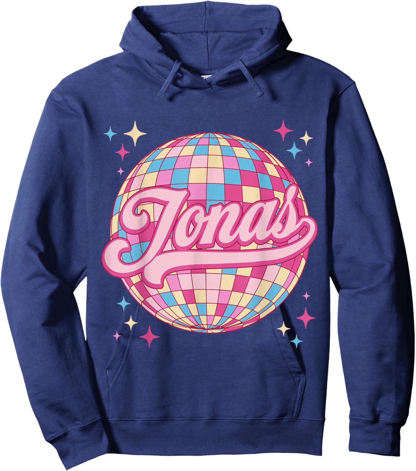 Retro Jonas First Name Personalized Disco 80s Birthday Hoodie - Hoodie | Navy