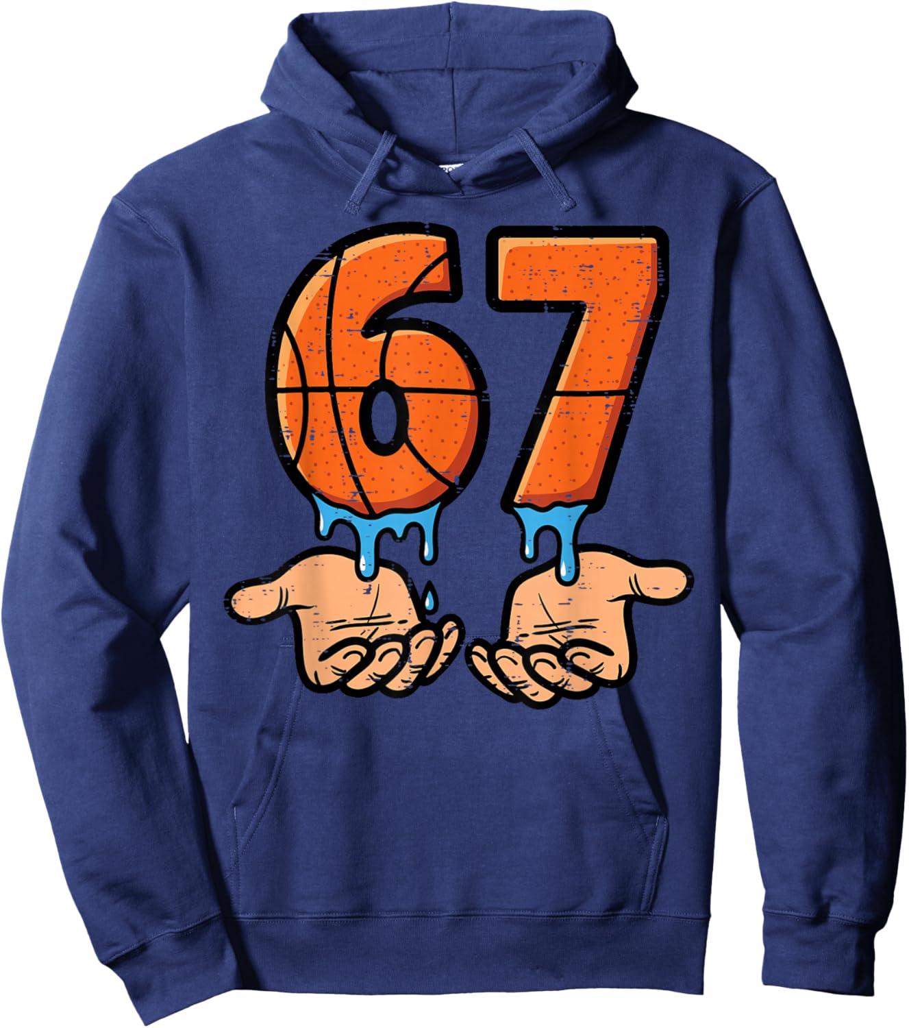6 7 Meme Basketball Drip Funny 67 Six Seven Kids Boys Youth Hoodie - Hoodie | Navy