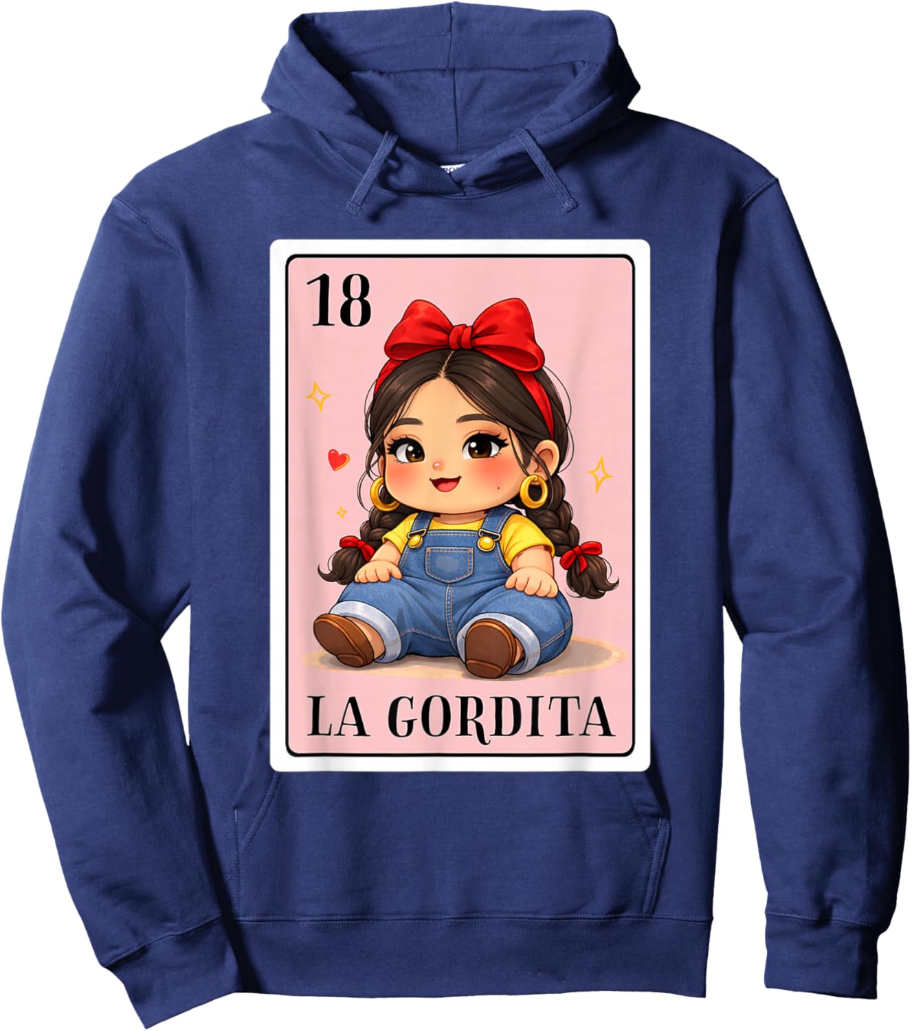Latina La Gordita Chingona Mexican Bingo Card Chibi Style Hoodie - Hoodie | Navy