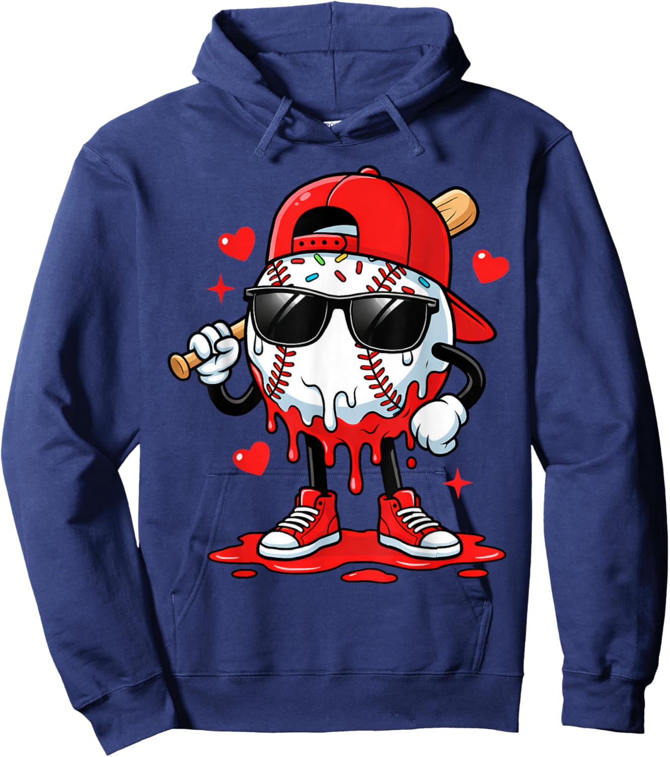 Baseball Drip Icecream Apparel Youth Boy Valentine Hoodie - Hoodie | Navy