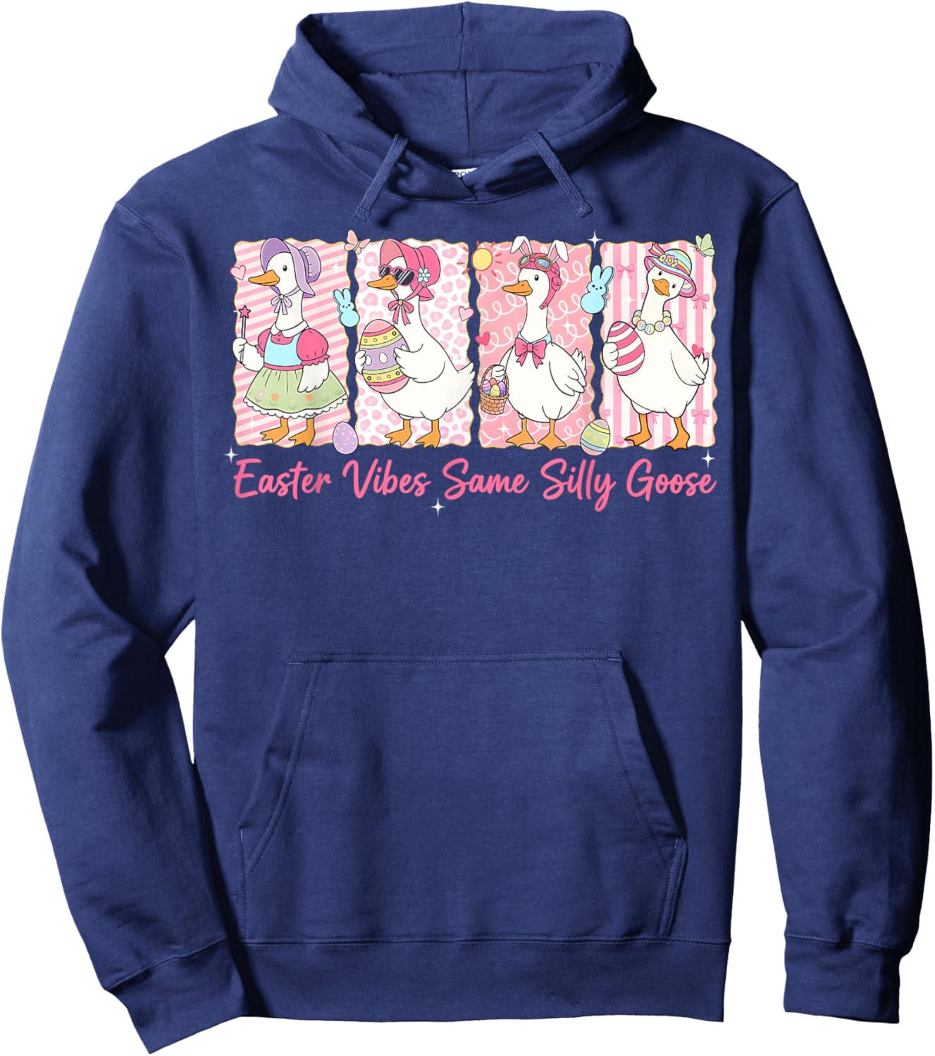 Preppy Easter Vibes Same Silly Goose Coquette Kids Girls Hoodie - Hoodie | Navy