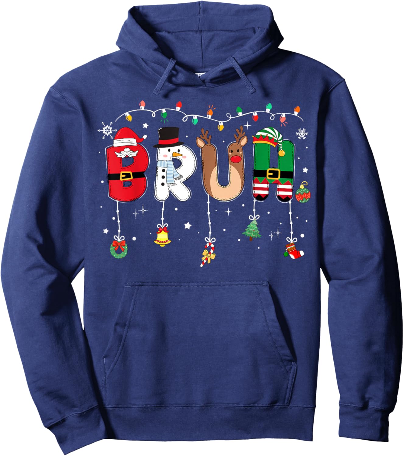Bruh Funny Christmas Teens Boys Kids Xmas Pajamas Hoodie - Hoodie | Navy