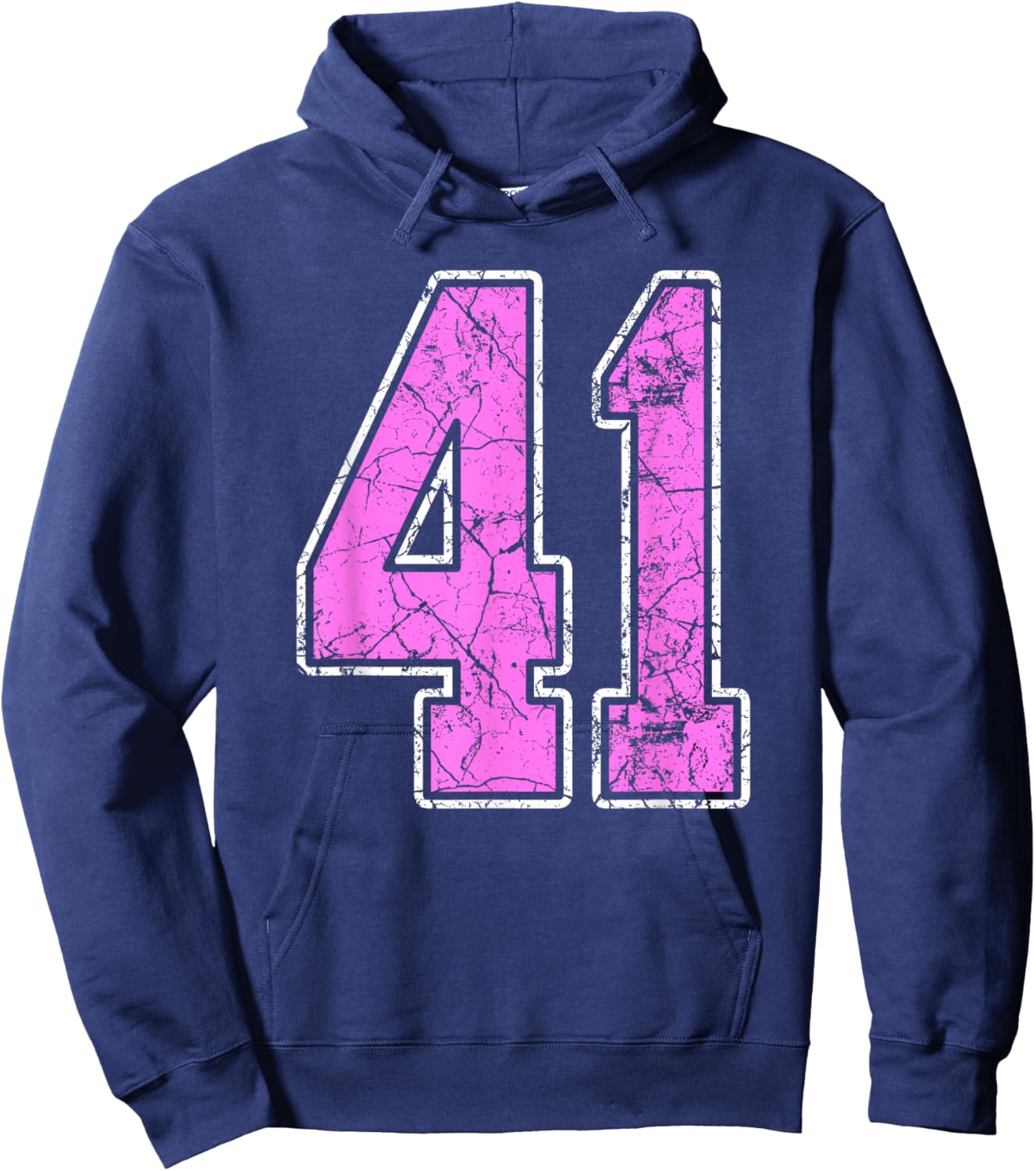 Grunge Pink and Pink Number 41 Jersey Player Uniform #41 Hoodie - Hoodie | Navy