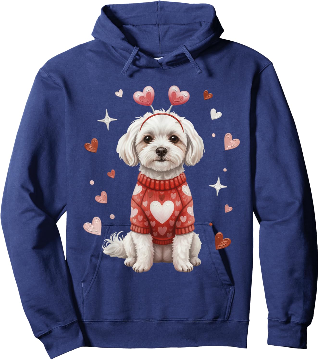 Cute Maltese Valentine Heart Valentines Day Hoodie - Hoodie | Navy
