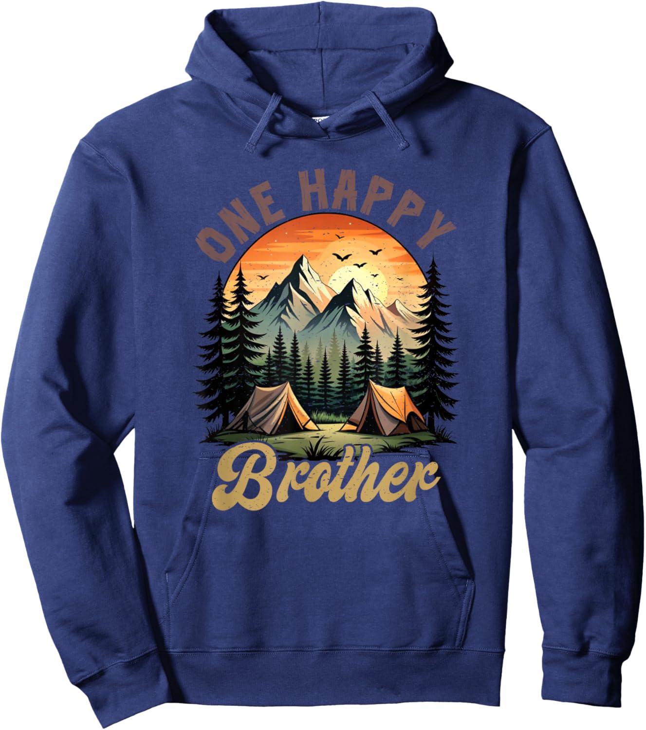 One Happy Brother Camper 1St Birthday Camping Bear Hoodie - Hoodie | Navy