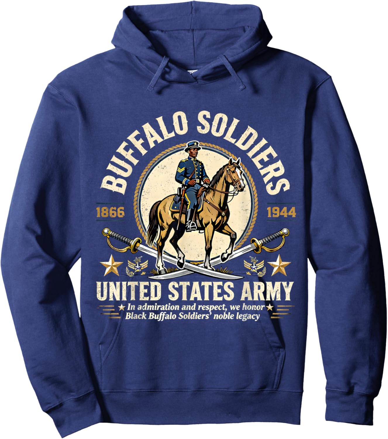 Buffalo Soldiers Black History United States Army Honor Hoodie - Hoodie | Navy
