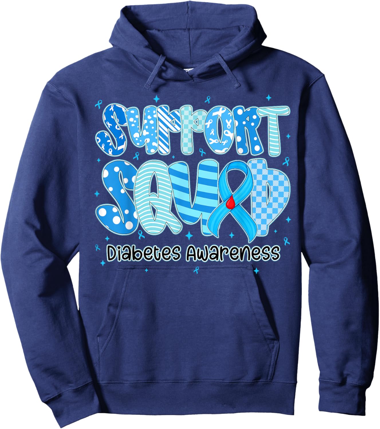 in November We Wear Blue Diabetes Awareness Support Squad Hoodie - Hoodie | Navy