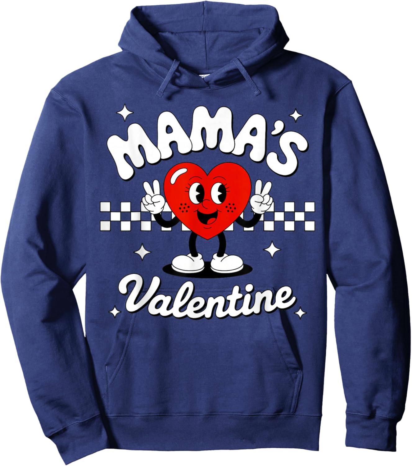 Mama's Valentine Heart Funny Valentines Day Hoodie - Hoodie | Navy
