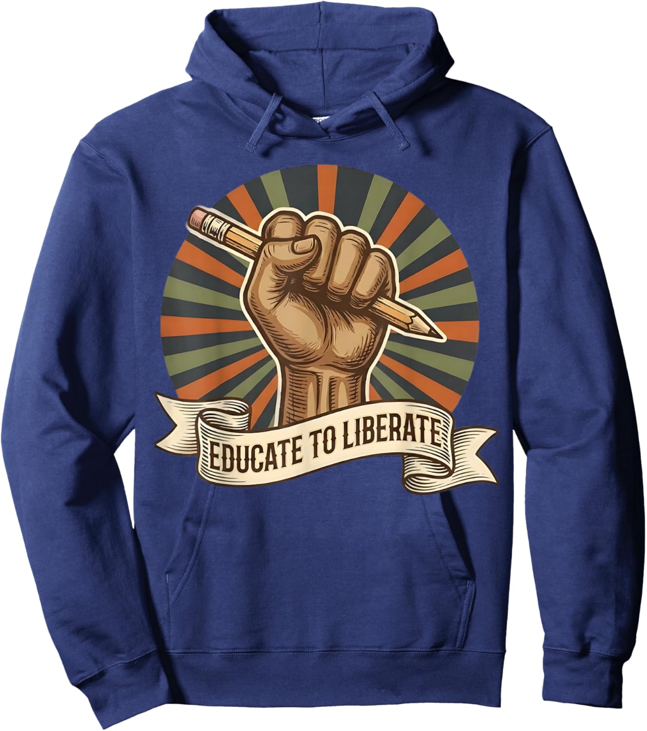 Black History Month Teacher Raised Fist Pencil Educator Hoodie - Hoodie | Navy