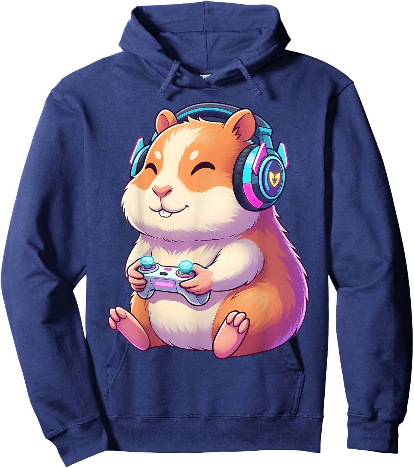 Funny Cute Hamster Gamer Adorable Video Game Animal Design Hoodie - Hoodie | Navy
