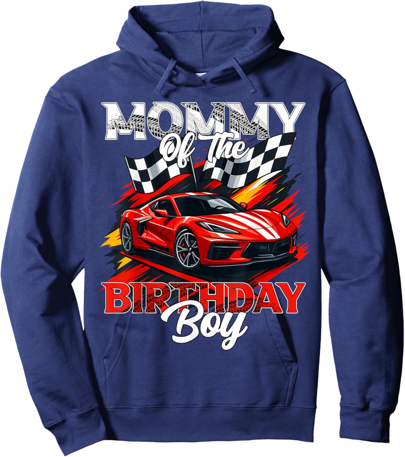 Race Car Mommy of The Birthday Boy Racing Family Pit Crew Hoodie - Hoodie | Navy